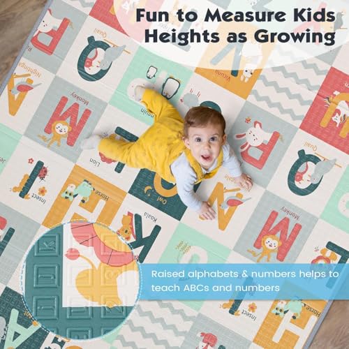Baby Play Mat, 180 * 160 CM Foldable Baby Play Mat, Waterproof Foam Floor Baby Crawling Mat, Portable Baby Playmat for Infants, Toddler, Kids, Indoor Outdoor Use