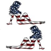 American Mudflap Girl Decal Set 5"x3" USA United States Flag Vinyl Sticker