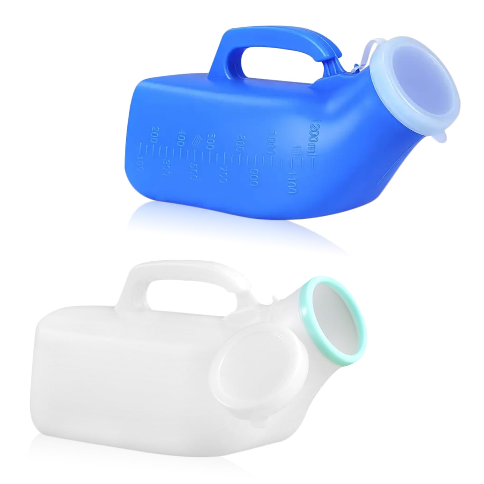 2 Pack Urinal Bottles for Men, 1200ml Portable Thick Male Urinal Bottle with Lid Pee Bottle Spill Proof Urine Bottle for Travel Hospital Car Camping Incontinence