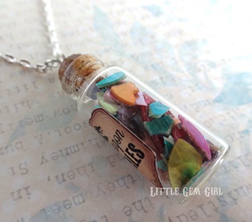 Rainbow Dragon Scale Bottle Necklace - Dragon Egg Jewelry - Magic Potion Dragon Slayer Charm - Mini Cork Vial - Fairy Tale Fantasy Halloween Jewelry