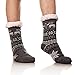 DoSmart Men's Winter Thermal Fleece Lining Knit Slipper Socks Soft Warm Cozy Fuzzy Fluffy Christmas Non Slip Socks (Dark Grey)
