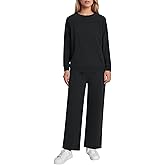 Weintee Women's Petite Sweatsuits Cotton Jogging Suits Wide Leg Sweatpants Sets
