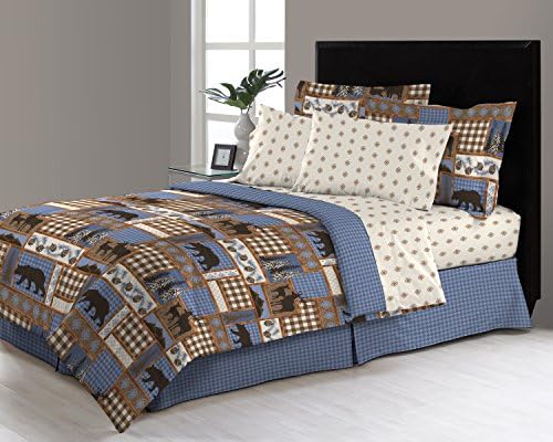 6 - 8 Piece Complete Bed in a Bag Set Includes Sheet set and Bedskirt by Morgan Home (Twin, Manitoba Trail)