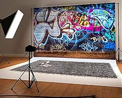 Leowefowa 7X5FT Graffiti Backdrop 80's Hip Hop