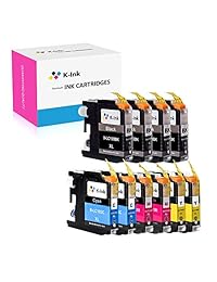 K-Ink paquete de 10 cartuchos (4 negros, 2 cian, 2 magentas, 2 amarillos) de recambio compatibles con Brother LC103 LC 103XL LC101