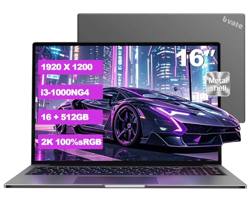 bvate Laptop Gaming 16 GB RAM 512 GB 1TB SSD Expansion Core i3 (up to 3.2 GHz) Notebook 16 Inch Laptop 1920 x 1200 IPS UHD 5G WiFi with Mouse & Keyboard Stickers Italian-Grey | Schermo IPS 1920×1200 FHD+, CPU fino a 3,2GHz, 5G WiFi, Mouse e adesivi tastiera italiana inclusi