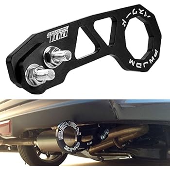 EIOU Rear Tow Towing Hook for Universal Car Auto Trailer Ring Aluminum Racing Trailer Hook Black