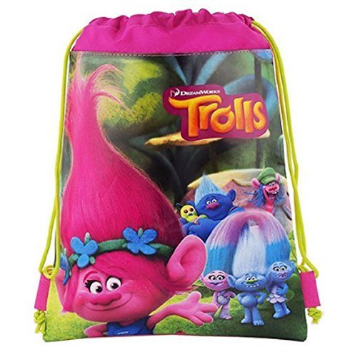 Trolls The Movie 10" X 14" Drawstring Backpack Heavy Duty Nylon Bag Color- All