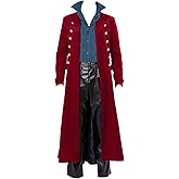 BITSEACOCO Retro Gothic Medieval Jacket Men's Halloween Steampunk Tailcoat Fantasy LARP Cosplay Costumes Trench Coat Outwear