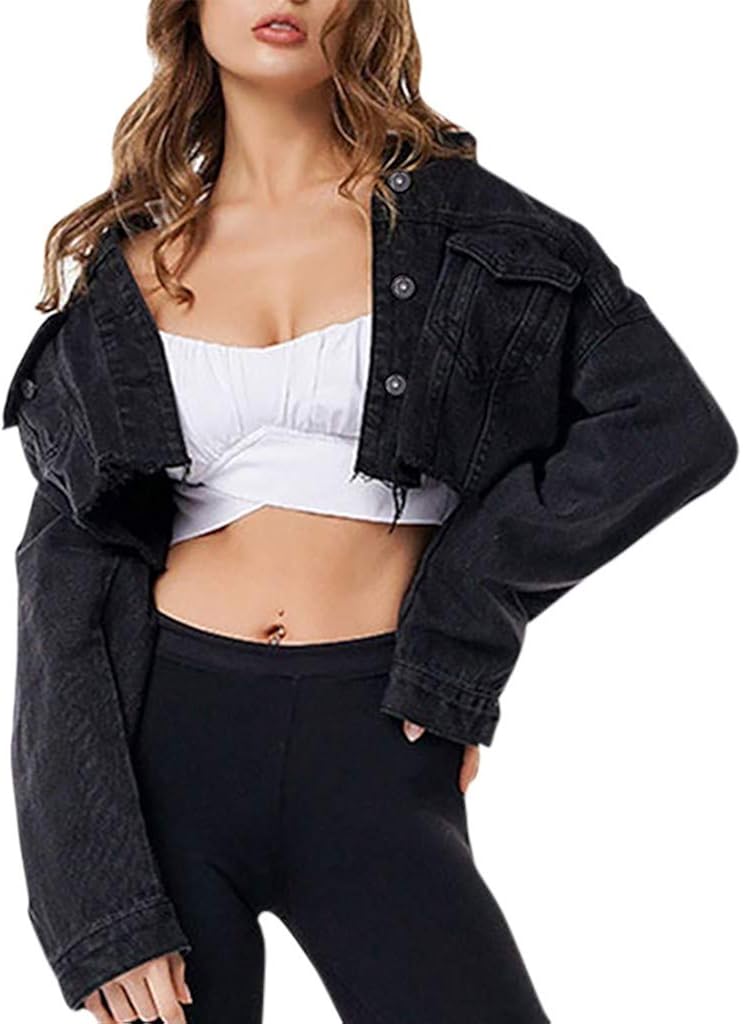 women's short sleeve cropped denim jacket