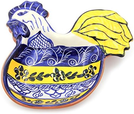 Hand-painted Vintage Traditional Portuguese Terracotta Rooster Olive Dish