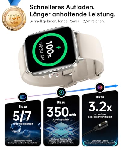 Gydom Women's Smartwatch with Phone Function 1.85 Inch HD Fitness Watch Fitness Tracker Heart Rate / SpO2 / Sleep / IP68 Waterproof Sports Watch Pedometer Watch for Android iOS Beige