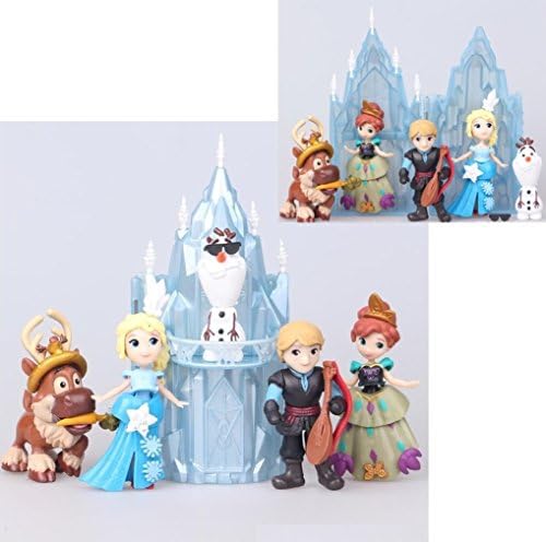 TOP Satisfied Castle Frozen Elsa Anna Olaf Playset 6x pcs Figure Cake Topper Toy Doll Set