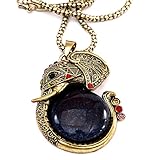 Lanqniqi Retro Fashion Bronze Pearl Peacock Elephant carp heart shaped retro Necklace Chain Wonderful gif