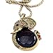 Retro Fashion Bronze Pearl Peacock Elephant Carp Heart Shaped Retro Necklace Chain Elephantpurple with Gift Box