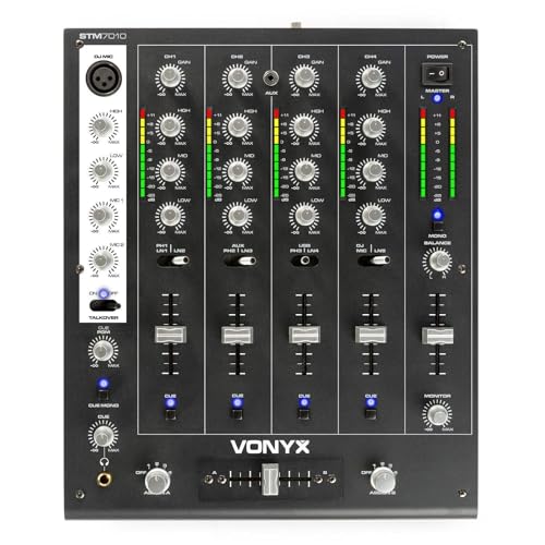 Skytec Stm-7010 Table De Mixage Dj 4 Canaux - Usb , Jack 3,5 , Interrupteur Talkover , Crossfader Remplaçable , Sortie Booth Réglable , Console De Mixage Haut De Gamme