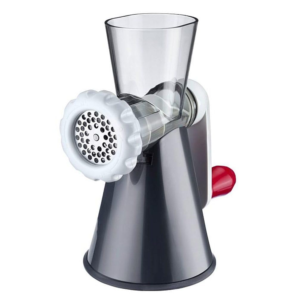 Westmark Meat Mincer with 2 perforated discs and baking attachment, Large suction foot, Plastic/Stainless Steel, Frecher Fritz, White/Dark Grey/Red, 97042260