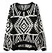 Vobaga Women's Long Sleeve Geometric Pullovers Sweater Black - One size fits all
