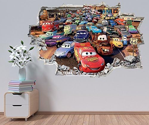 Disney Cars Children's Wall Sticker Boys Girls Bedroom Decal Poster Smashed (2. Extra Large - 100cm x 70cm)