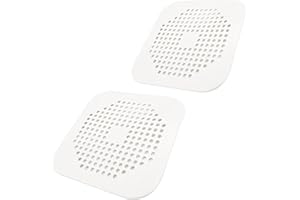 Square Drain Cover for Shower 5.7-inch TPR Drain Hair Catcher Flat Silicone Plug for Bathroom and Kitchen Grey/White Filter S