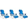 Ostrich Deluxe Padded 3-N-1 Outdoor Lounge Reclining Beach Chair, Blue (3 Pack)