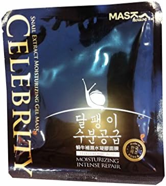 2 mask sheets of Celebrity Snail Extract Moisturizing Gel Mask By Mask House. Hyaluronic Acid Moisturizing Intense Repair. (30 G/ sheet)
