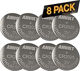 8 Pack AmVolt CR2025 Battery 3 Volt Lithium Battery Coin Button Cell 2020 Expiry Date