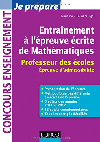 Entraînement à l'épreuve écrite de mathématiques