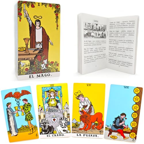 Spanish Tarot Cards for Beginners, Original Tarot Cards with Spanish Guide Book, Borderless Tarot Deck
