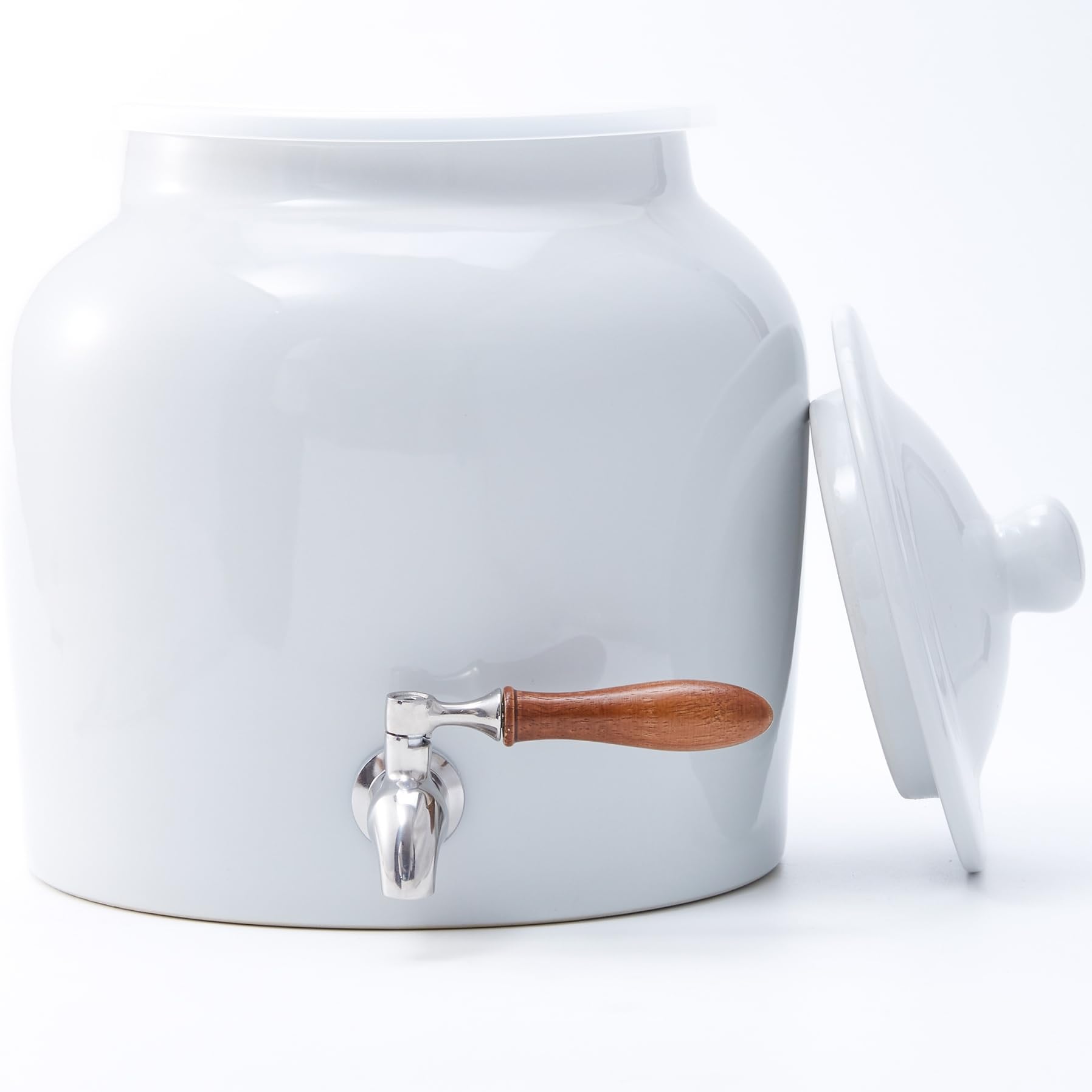 Photo 1 of ***MISSING LID*** Ceramic Water Dispenser for 5 Gallon Bottle – Crock Water Dispenser with Durable Stainless Steel Faucet, Ideal for 3 to 5 Gallon Jugs, Classic Porcelain Water Crock Design for Home or Office Use