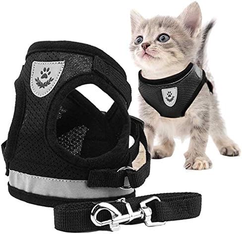 TOULIFLY Cat Harness,Cat Harness and Lead Set,Escape Proof Cat Harness,Cat Harness Escape Proof,Sharness and Lead Set for Small Dog,Adjustable Reflective Strips Vest Harnesses for Small Medium Cats