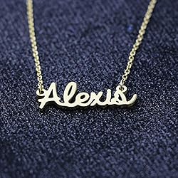 Women Name Necklace Big Initial Gold Plated Best