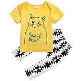 Baby Boys Letters Monster Short Sleeve T-shirt and Graphics Pants Outfit