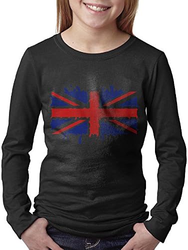 Watercolor British Flag Big Boys/Girls 100 Cotton Long-Sleeve Fashion T-Shirt Tee Crewneck L