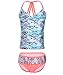 BELLOO Girl Fringe Two Piece Swimwear V-Neck Tankini Bathing Suit, Lightblue, 14-16