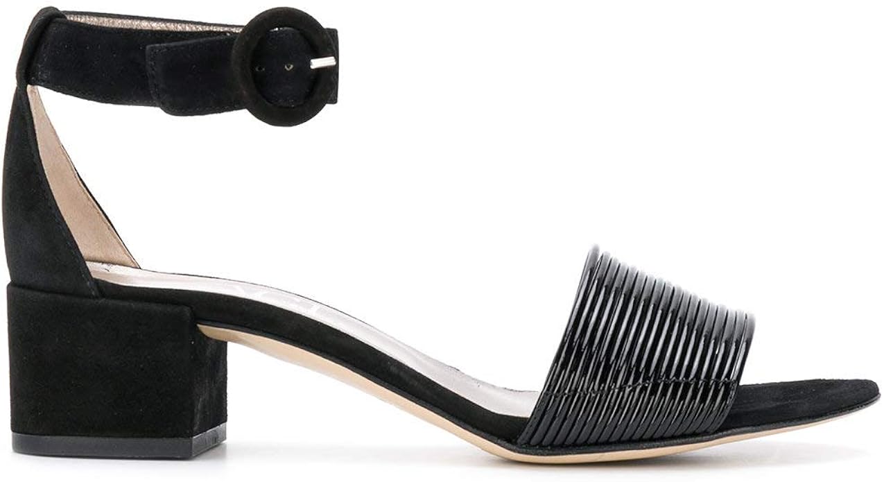 Amazon.com | AGL Patent Leather Flip Up Leather Sandal with Side Buckle and 4 cm Heel Black Size 