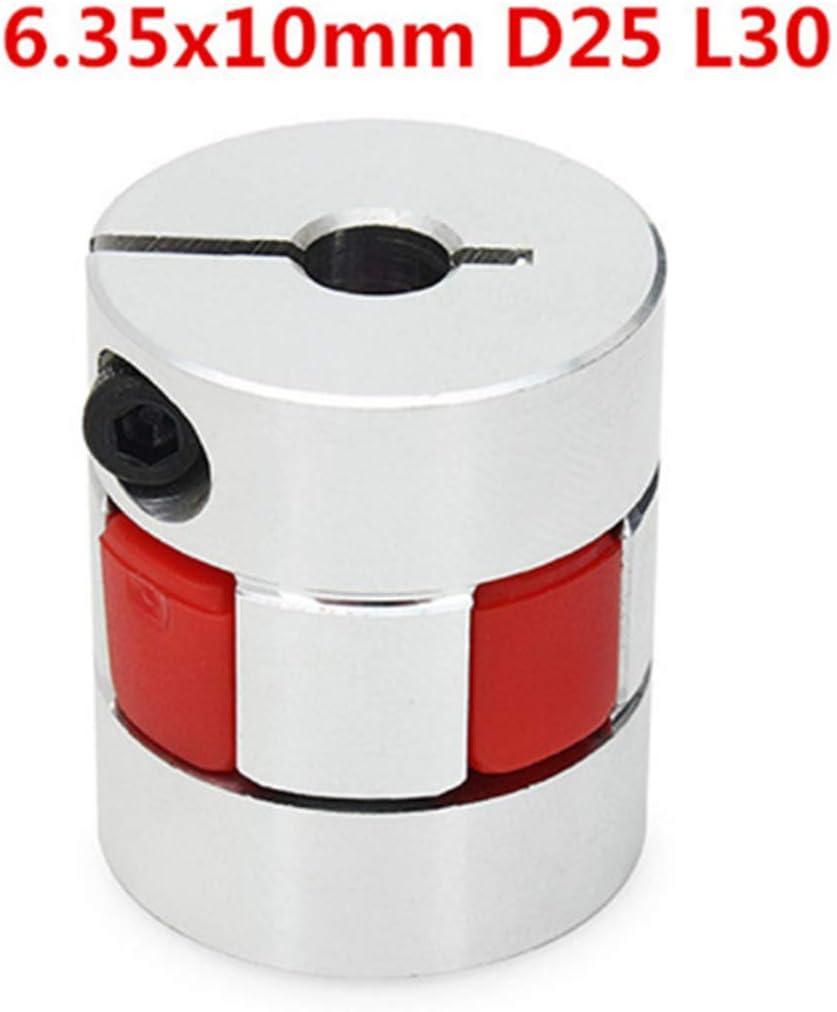 3Pcs 6.35x10mm CNC Stepper Motor Jaw Shaft Coupler 6.35mm to 10mm Aluminum Flexible Jaw Spider Plum Coupling D25L30 Connector for CNC Router Engraving Milling Machine/3D Printer - - 