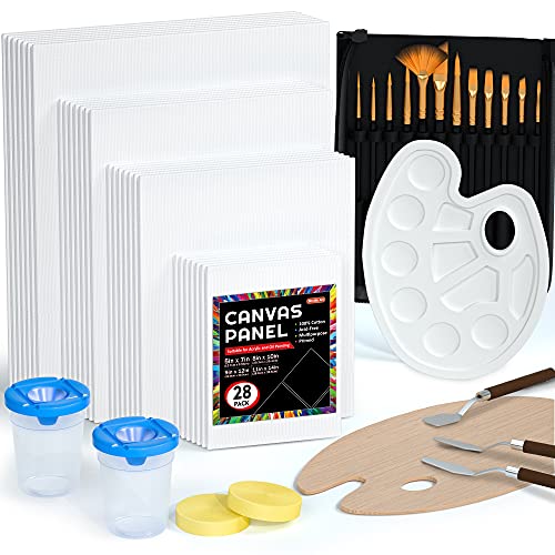 50 Pack Canvas Painting Kit, Shuttle Art Painting Supplies with 28