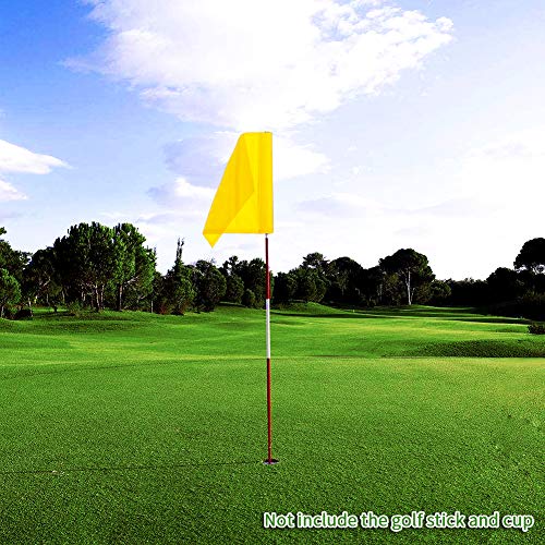 KONDAY Golf Flag,Green Golf Flags,Solid and Nylon Training Putting Green Flag,Indoor Outdoor Backyard Garden Portable Golf Target Flags,19.7inch13.4inch (Yellow)