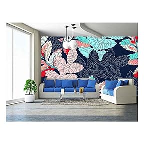 Seamless Background Leaves Pattern - Removable Wall Mural | Self-Adhesive Large Wallpaper - 66x96 inches