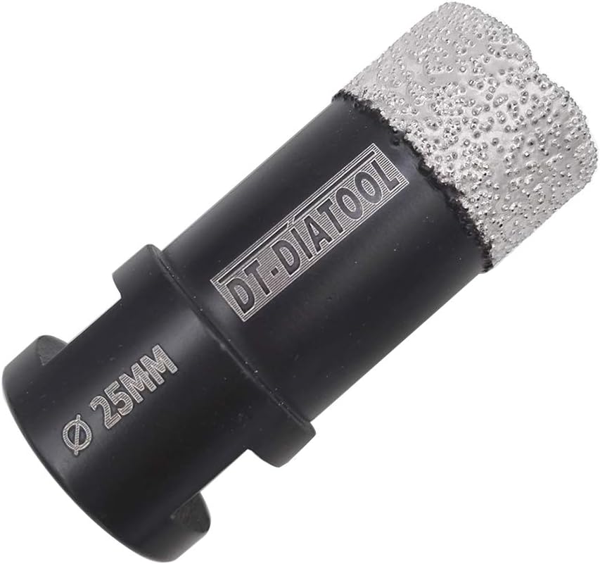 DT-DIATOOL Diamond Drill Bit 25mm Hole Saw for Dry Drilling Tile Porcelain Marble Ceramic Granite, Black