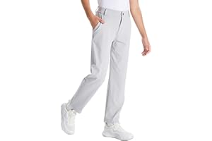 DEVOROPA Youth Boys Golf Pants Stretch Flat Front Dress Athletic Casual Pants School Uniform Chino Twill Pants Pockets
