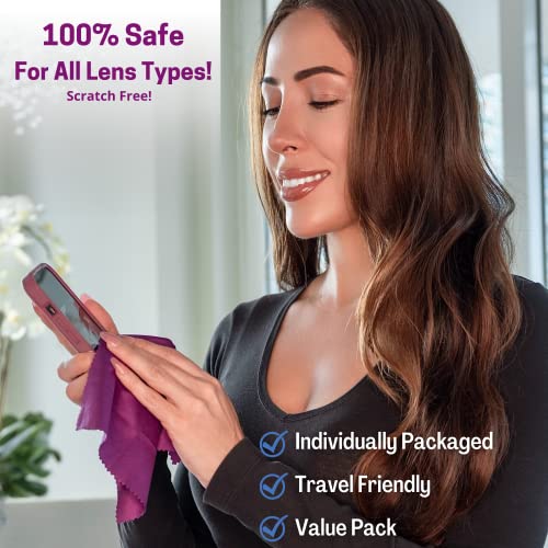 Microfiber Cleaning Cloths 12 Pack (6"x7") in Individual Vinyl Pouches Glasses Cleaning Cloth