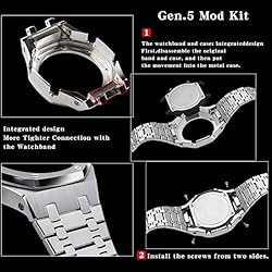 HJHYUL 44mm All Stainless Steel Watch Bezel & Band