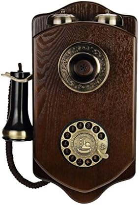 FACAIG Telephone Wall Hanging solid wood retro ancient Rotary Switch direct dial telephone home office fixed fixed line turntable laptop with plague Bell Ringer Welcome (Color Rotary switch version)