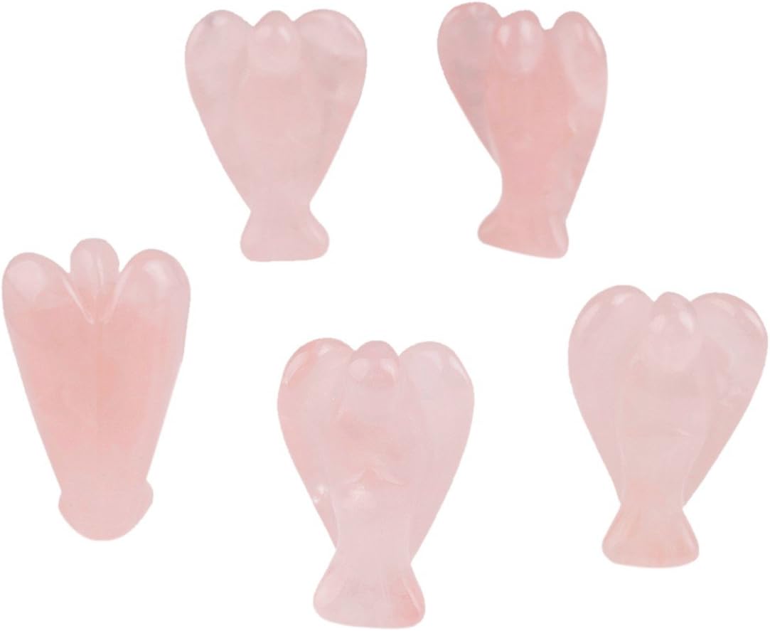 Shanxing Pocket Guardian Angel Crystal Gemstone Carved Mini Figurine Statue Ornament Decoration 1.5 inch,Rose Quartz - Image 4