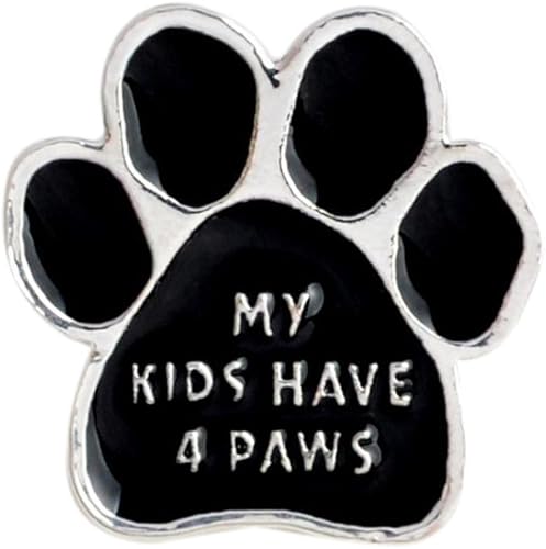 Amazon Gudeke 犬 足型 肉球 ブローチ ラペルピン バッジ ブラック My Kids Have 4 Paws ブローチ 通販