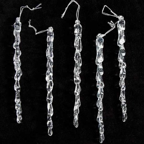 6" Clear Acrylic Dangling Icicle Ornaments - 30 Total Icicles