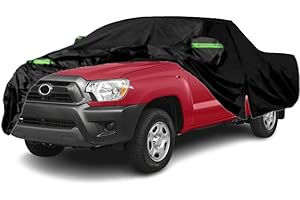 Qnmittry Waterproof Car Covers Compatible with 2017-2024 Toyota Tacoma, All Weather Custom-fit Car Cover with Zipper Door for Rain Snowproof UV Windproof Protection