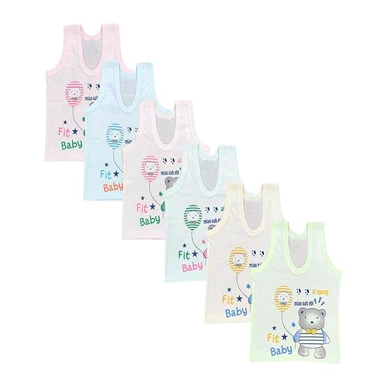 KIKE New Born Boys Girls Soft Cotton Sleeveless Printed Baby Vest Inner